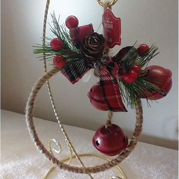 Holiday Time Wreath with Red Bells Christmas Ornament - Picture 2 of 10
